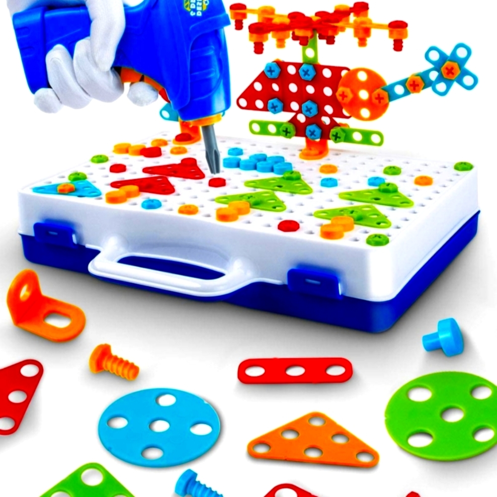 UNIH Kids Drill Set Toys for 3 4 5 Year Old Boys Girls, Building Educational